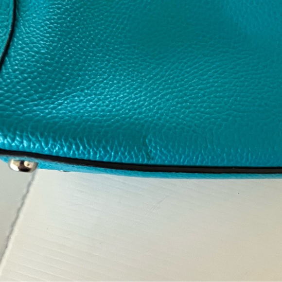 NWT Rare Coach Edie 31 Turquoise Pebbled Leather Satchel Shoulder Bag - Picture 13 of 15